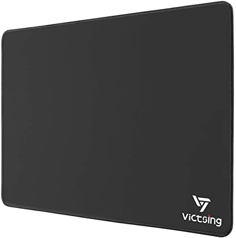 Mouse Mat, VicTsing 37x30 cm Large Computer Mouse Mat with Double Stitched Edges, Superfine Textured Gaming Mouse Pad, Nonslip Natural Rubber Base Mousepad for Computer Gaming Laptop & PC, Black