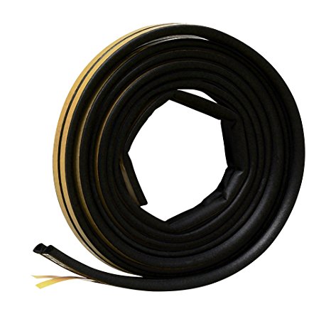 Frost King V25BK EPDM Rubber Weatherseal, 5/16-Inch W, 1/4-Inch T, 17-Feet L, D Section, Black