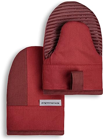 KitchenAid Beacon Two-Tone Non-Slip Mini Oven Mitt Set, Smoked Paprika, 5.5"x8", 2 Piece