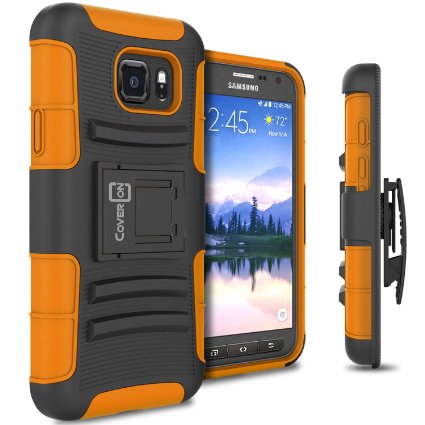 Samsung S7 Active Holster Case, CoverON® [Explorer Series] Holster Hybrid Armor Belt Clip Hard Phone Cover For Samsung Galaxy S7 Active Holster Case - Orange Black