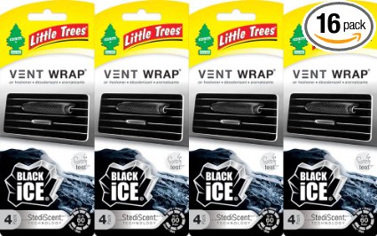 Little Trees Vent Wrap Air Freshener, Black Ice, 4 Packs of 4