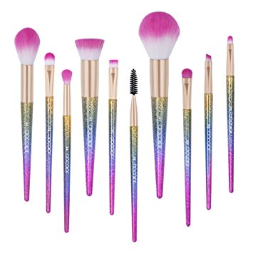 Docolor Colorful Rainbow Makeup Brushes (10Pcs Rainbow Makeup Brush Set)