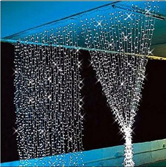 Esonstyle 3m X 3m 300 LED Outdoor Party Christmas Xmas String Fairy Wedding Curtain Light 8 Modes (white)