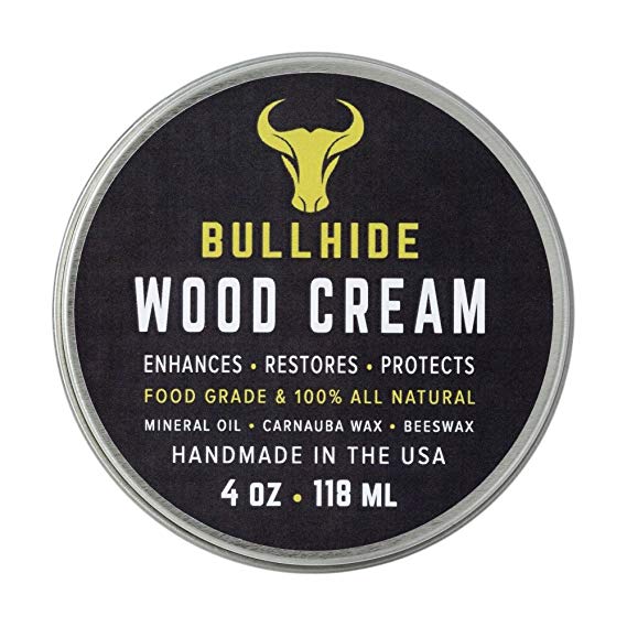 Bullhide - Wood Cream - Natural Wood Cream for All Non-Varnished Natural Wood Oil - Wood Counters, Butcher Blocks, Wood Furniture, Wood Floors, Patio Furniture and More - Made in USA