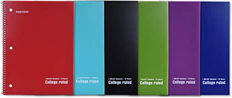 Mintra Office Spiral Notebooks - Poly Cover, College Ruled, 6 Pack, For School, Office, Business, Professional,70 Sheets