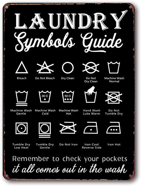 Goutoports Laundry Room Vintage Metal Sign Symbols Guide Decorative Signs Wash Room Home Decor Art Signs 11.8x15.7 Inch