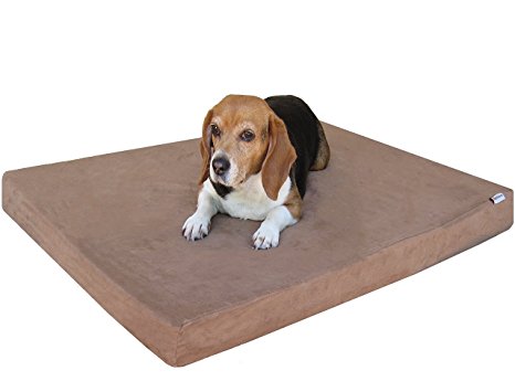 dogbed4less Orthopedic Gel Infused Cooling Memory Foam Dog Bed for Small, Medium to Large Pet, Waterproof Liner with External Suede Cover and Extra Bonus External Case - 7 Sizes