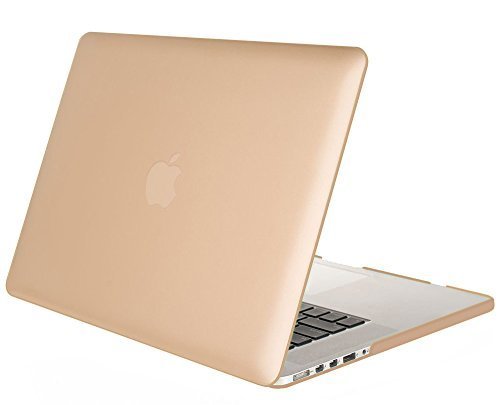 MacBook Pro 15 inch Case with Retina Display (NO CD-ROM Drive), Mosiso Retina 15.4" Soft-Touch Plastic Hard Case Cover (Model: A1398) (Gold) with One Year Warranty