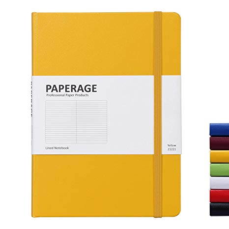 Paperage Lined Journal Notebook, Medium 5.7 x 8 inches, 100 gsm Thick Paper (Yellow, Ruled)