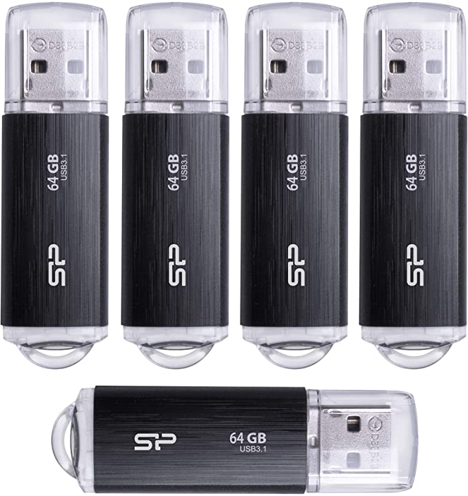 Silicon Power 5-Pack 64GB USB 3.0/3.1 Gen1 USB Flash Drive Blaze B02