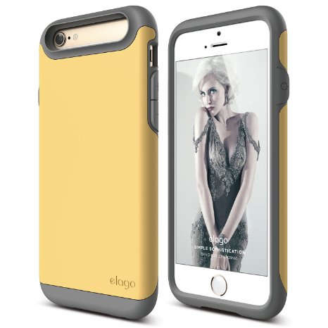 iPhone 6S Case, elago® [Duro][Dark Gray / Creamy Yellow] - [Premium Armor][Heavy Shock Absorption][Dual Layers] - for iPhone 6/6S