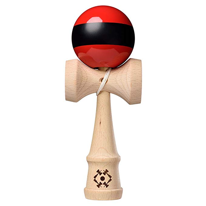 USA Kendama - Tribute - Wooden Skill Toy - Red with Black Stripe