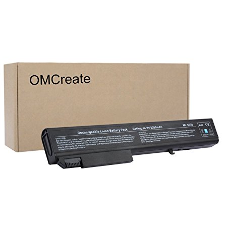 OMCreate Battery for HP EliteBook 8530P 8540P 8530W 8540W 8730W 8740W / HP ProBook 6545B, fits P/N KU533AA 493976-001 - 12 Months Warranty [Li-ion 8-Cell]