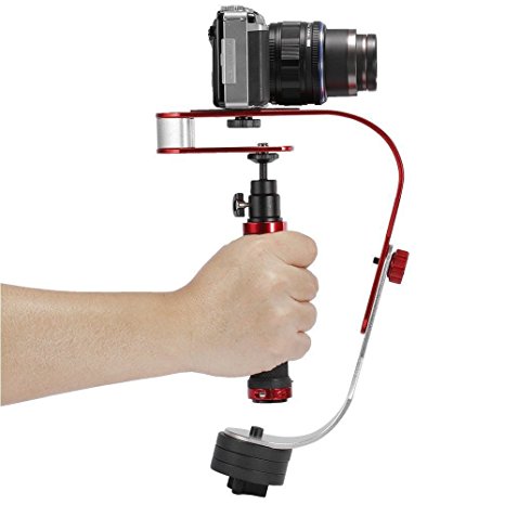 EFOTOPRO Pro Handheld Video Camera Stabilizer Steady for GoPro, Smartphone, Cannon, Nikon or any DSLR camera up to 2.1 lbs With Smooth Pro Steady Glide Cam - Red   Silver   Black