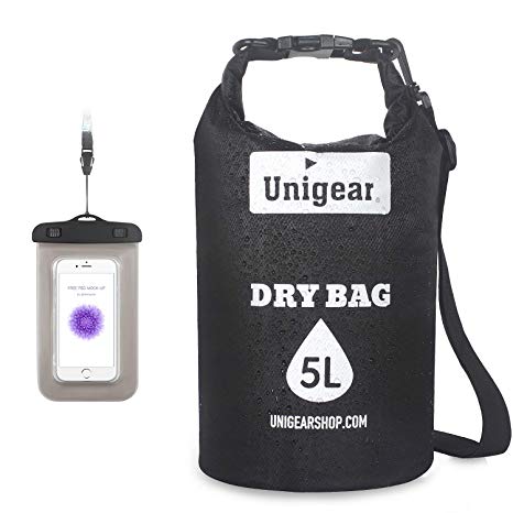 Unigear Waterproof Dry Bag, Roll Top Lightweight Floating Dry Sack for Kayaking, Boating, Fishing, Camping and Hiking with Waterproof Phone Case