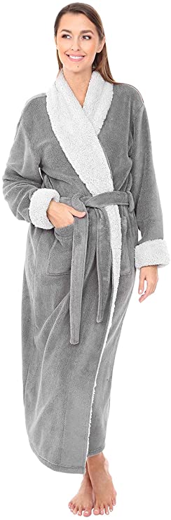 Alexander Del Rossa Women's Warm Fleece Robe, Long Plush Sherpa Bathrobe