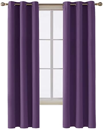 Deconovo Room Darkening Thermal Insulated Blackout Grommet Window Curtain for Living Room,Purple Grape,42x84-inch,1 Panel