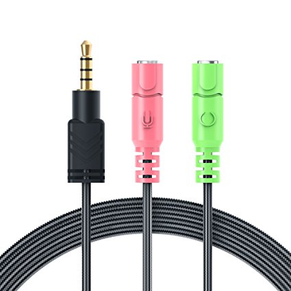 3.5mm Audio Y Splitter Cable - MillSO Jack Adapter Cable 3.5mm 4 position to 2x 3 position 3.5mm for Gaming Headset, Xbox One, PS4, PC, Mobile Phone, Tablet, Laptops and MP3 players - 3.3 Feet