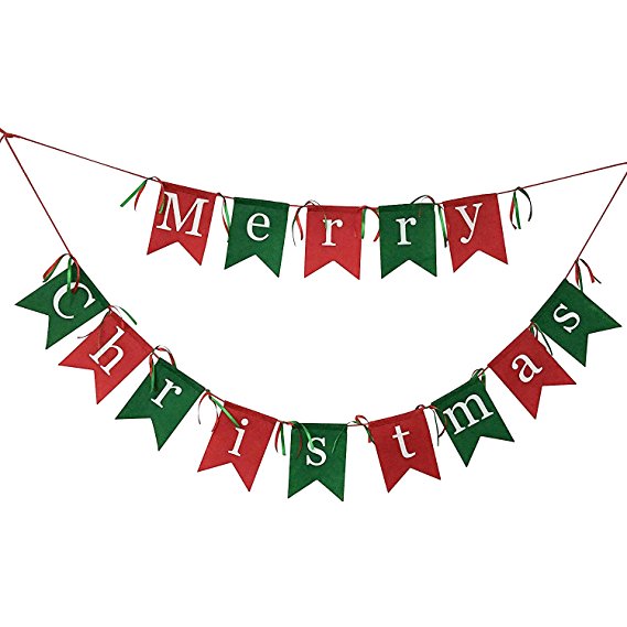 Non-woven Fabrics Merry Christmas Garlands Banner Sign for Holiday Decoration , Christmas Party Favors