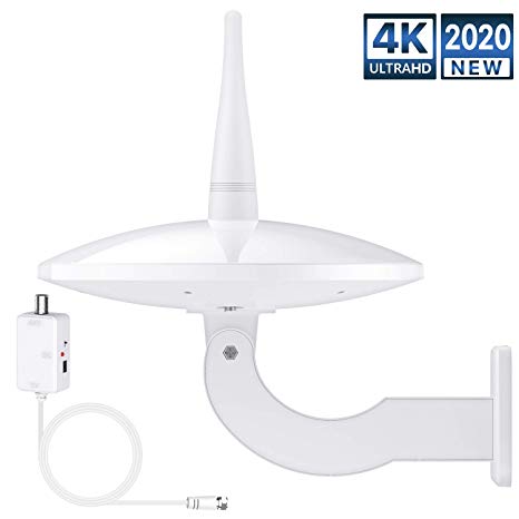1byone 720° Omni-Directional Outdoor TV Antenna, UFO Uniquely Design Long Range Enhanced UHF/VHF Performance for 4K 1080P HDTV Antenna with 32ft Coax Cable