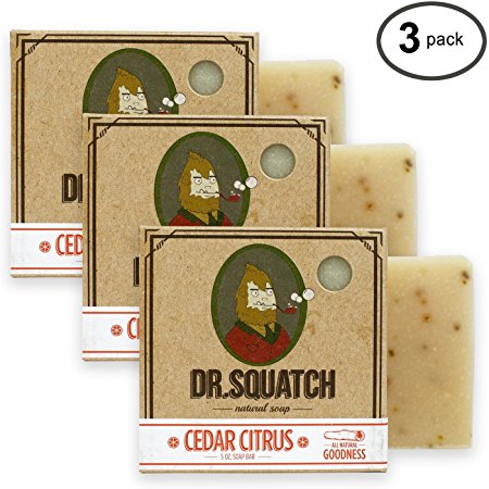 Dr. Squatch Men's Soap 3-Pack Bundle – Cedar Citrus Scented Natural Bar Soap for Men – Skin Exfoliating and Body Nourishing – Organic Handmade in USA (3 Bar Set)