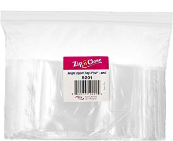 [100 Bags 3" x 4"] Zip'n'Close Disposable Plastic Resealable Reusable Bags, 4 Mill Thick, Great for Home, Office, Vacation, Traveling, Sandwich, Fruits, Nuts, Cookies, Or Any Storage Needs (1 Pack)