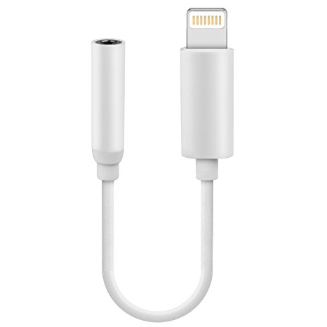 ZJTL Lightning Adapter,Lightning Connector to 3.5mm Headphone Earphone Extender Jack Adapter Convenient and Suitablefor iPhone 6/6s/7/7 Plus and More - White