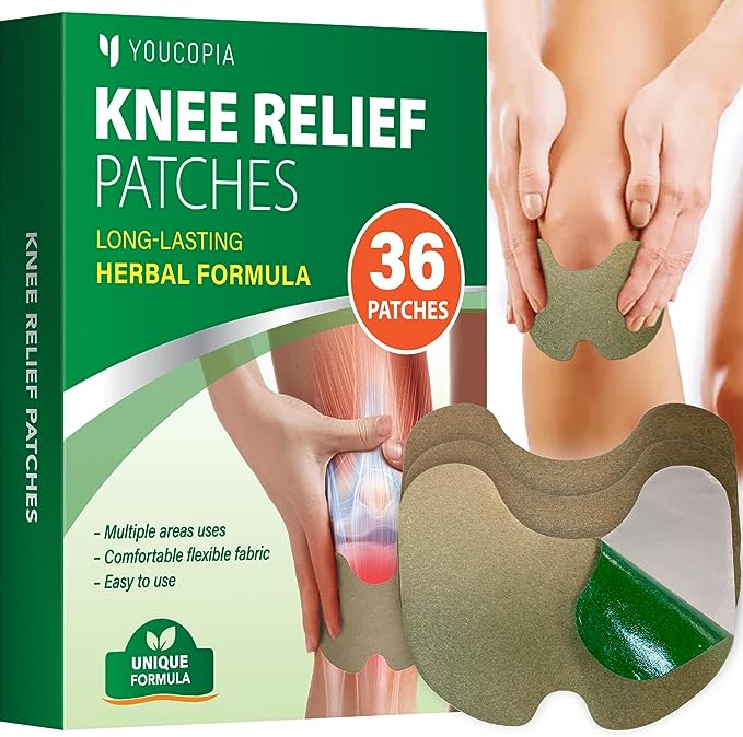 YouCopia Knee Patches, Long-Lasting Effects for Muscle and Joint, Warming Herbal Plaster Heat Patches, 36 Count