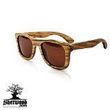 Wood Sunglasses-Sherwood Shades-100 Polarized Lenses- Striped Zebra Wood - Wood Sunglasses for Men and Women - Wood Frame Sunglasses
