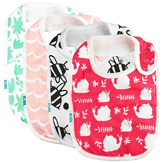 Premium Cute Baby Toddler Bibs Burp Burpy Cloths 4 Pack Gift Set Soft Absorbent Extra LARGE Feeding Reflux Drool Teething Bibs,Triple Adjustable Snap Buttons, Funny Personalized for Boys & Girls …