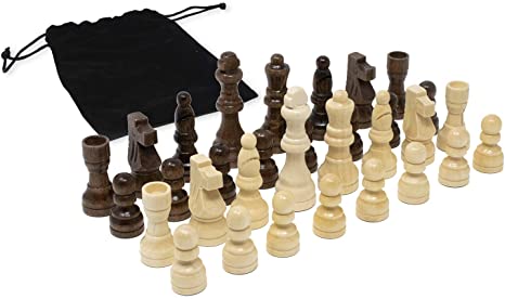 DA VINCI Staunton Wood Chess Pieces 32 Chessmen and Storage Bag (2.5 Inch King)