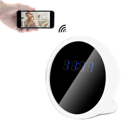 FREDI HD 1080P P2P WiFi Mini Hidden Spy Camera Alarm Clock with Motion Detection Indoor Home Security Camera Video Recorder Support iPhone iPad Android Phone PC