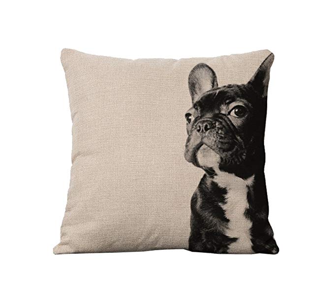 Zegoo Crazy Cart Black Dog Pattern Square Cotton Linen Throw Cover Cushion Pillowcase 18"x18"