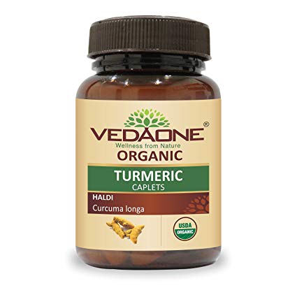 Organic Turmeric Caplet | 60 Caplets | 750mg Each (1 Month Supply) - by VEDAONE
