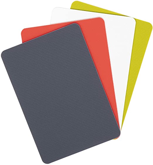 Dexas Heavy Duty Grippmat Flexible Mini Cutting Board Set of Four,&nbsp;5.5 x 8, Gray, Red, White, Green