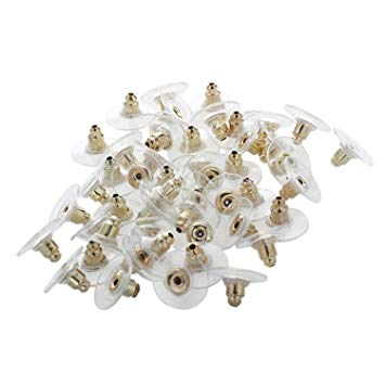 TOOGOO(R) 50pcs Hypo Allergenic Bullet Clutch Earring Backs with Pad-Golden