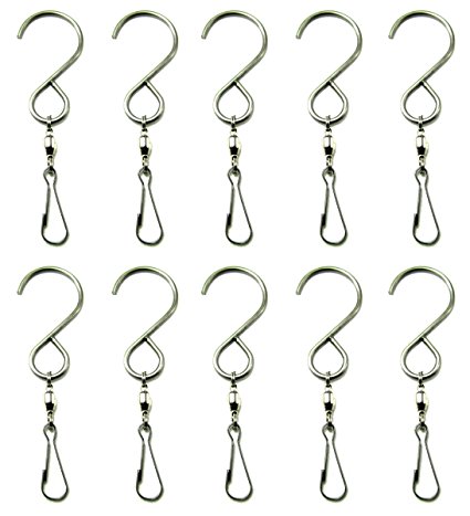 Shipityourway Smooth Spinning Swivel Clip Hanging S Hooks Wind Spinner Rotate Spiral Tail Crystal Twister Display Hanger (10)