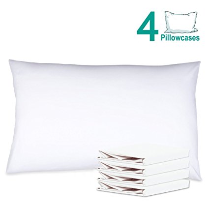 NTBAY 100% Brushed Microfiber Pillowcases Set of 4, Soft and Cozy, Wrinkle, Fade, Stain Resistant, 20"x 30", White