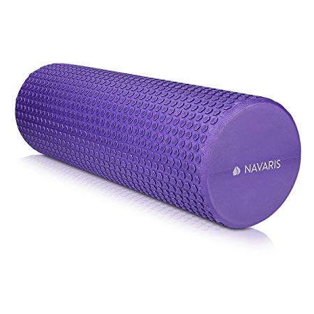 Navaris High Density EVA Foam Roller - Firm Muscle Massage Yoga/Exercise Roll 17.7" (45 cm) - Violet