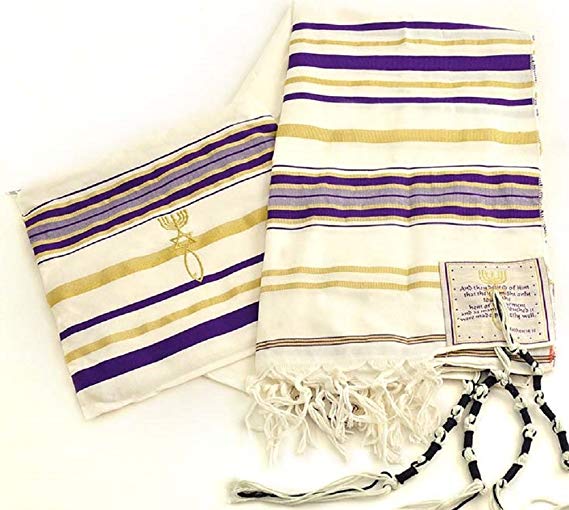 Authentic Messianic Jewish Christian Tallit Prayer Shawl from Israel by Bethlehem Gifts TM (Purple, Regular)