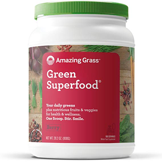 Amazing Grass, Green Superfood Powder, Berry Flavour, Value Size, 100 Servings, 28 oz (800 g)