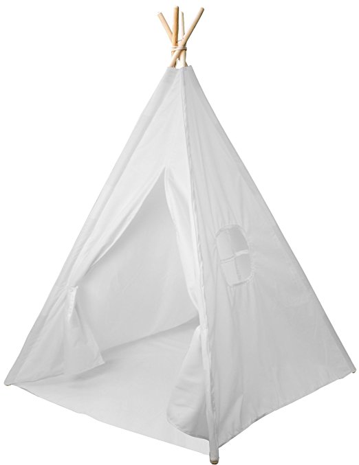 Sorbus Teepee Tent for Kids Play — Includes Portable Carry Bag for Travel or Storage — Your Kids Will Enjoy This Indian Tent — Great for Indoor Playroom, Bedroom, Nursery, Photography Props (White)