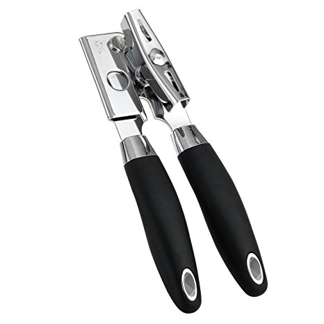 Solula Professional Stainless Steel Manual Can Opener, Open Can In Seconds, Long Handles For Saving Effort, Black