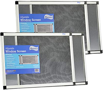 Fenestrelle Expandable Window Screen, 2 Way Adjustable, Horizontal (15"h x 21-40"w) or convert to Vertical (21"h x 15-28"w), 2 Pack