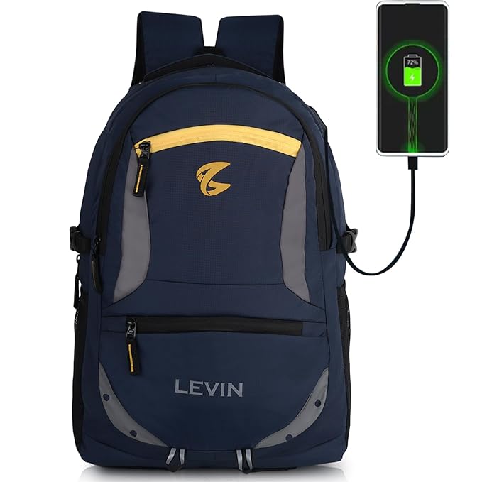 LEVIN USB Charging Port Backpack - Sleek & Stylish Travel School office Companion