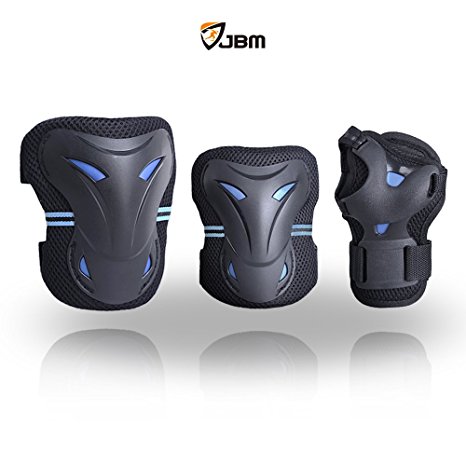 JBM Multi Sport Protective Gear Knee Pads and Elbow Pads with Wrist Guards for Cycling, Skateboard, Scooter, Bmx, Bike and Other Extreme Sports Activities