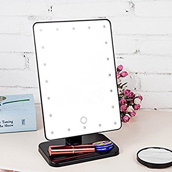 Kuulee Touch Screen 20 LED Lighted Makeup Mirror with Removable 10x Magnifying Mirrors
