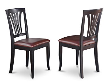 East West Furniture AVC-BLK-LC Chair Set for Dining Room, Black Finish, Set of 2