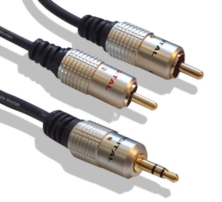 Cable Mountain 1m Gold Plated 3.5mm Jack to 2x Phono Plugs Cable