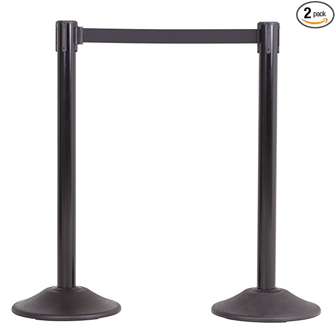 US Weight Heavy Duty Premium Black Stanchion with 7.5-Foot Pro Retractable Belt More Colors Available